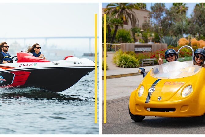 GoCar & Speedboat Land and Sea Adventure in San Diego - Downtown Drive-by Highlights: Convention Center, Petco Park, Gaslamp Quarter