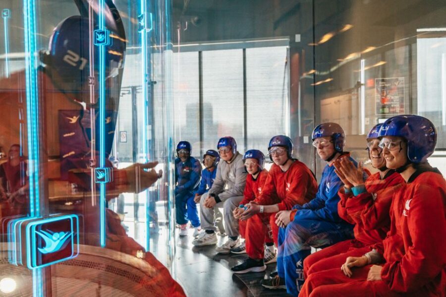 iFLY San Diego-Mission Valley First Time Flyer Experience - Checking in at 2385 Camino Del Rio N: the gear-up portion